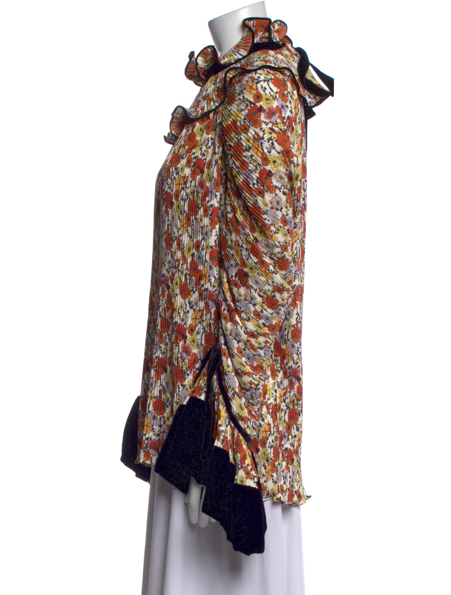 Tory Burch Floral Print Mock Neck Blouse