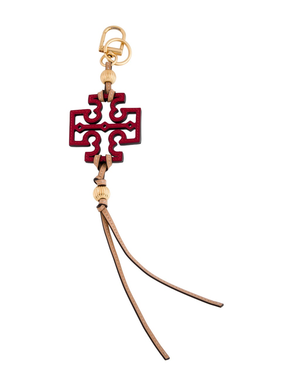 Women's Red-Patterned Leather Tory Burch Keychain - image 2