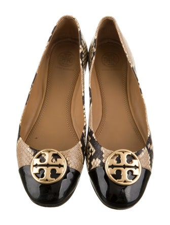 Tory Burch Leather Animal Print Ballet Flats
