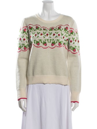 Tory Burch Wool Floral Print Sweater