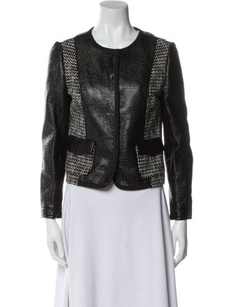 Tory Burch Leather Tweed Pattern Evening Jacket