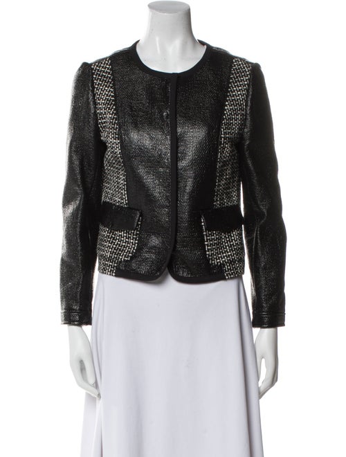 Tory Burch Leather Tweed Pattern Evening Jacket
