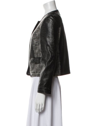 Tory Burch Leather Tweed Pattern Evening Jacket