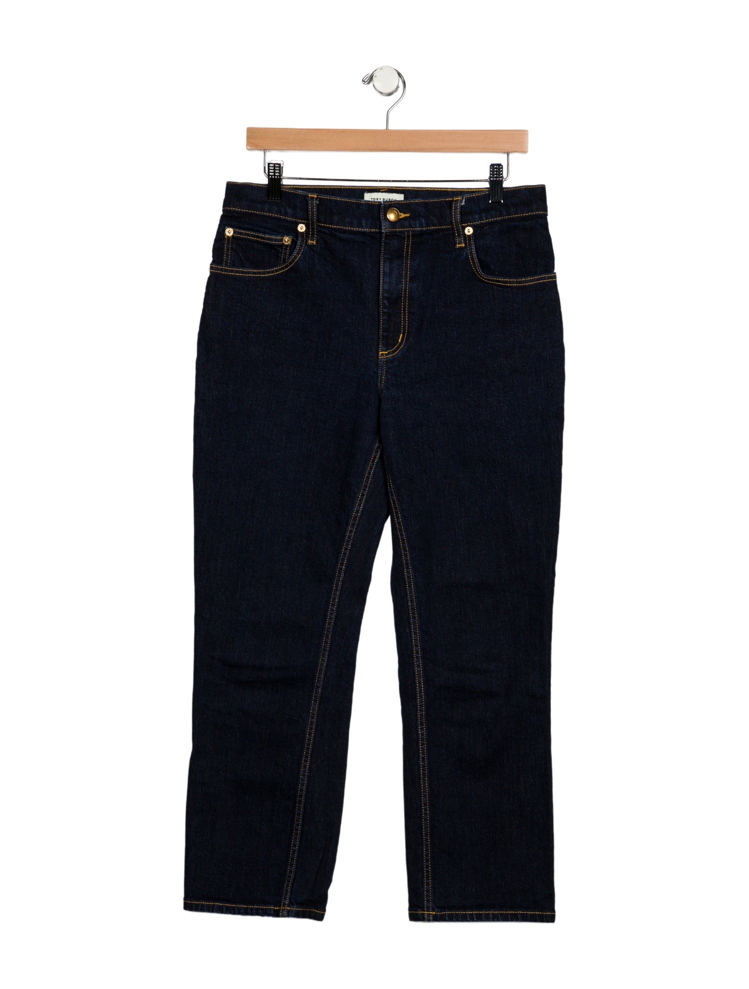 Tory Burch Mid-Rise Straight Leg Jeans