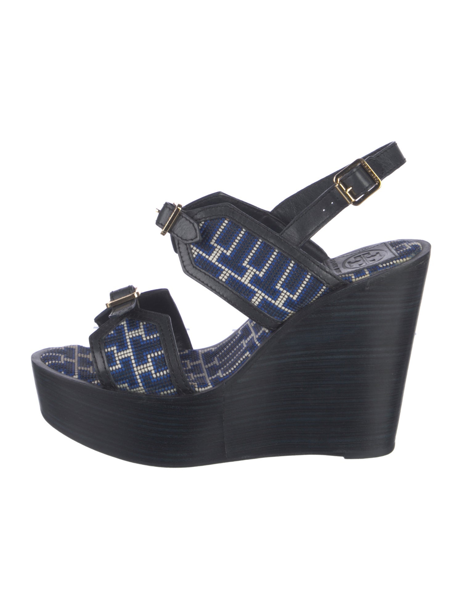 Tory Burch Leather Leather Trim Embellishment Slingback Sandals