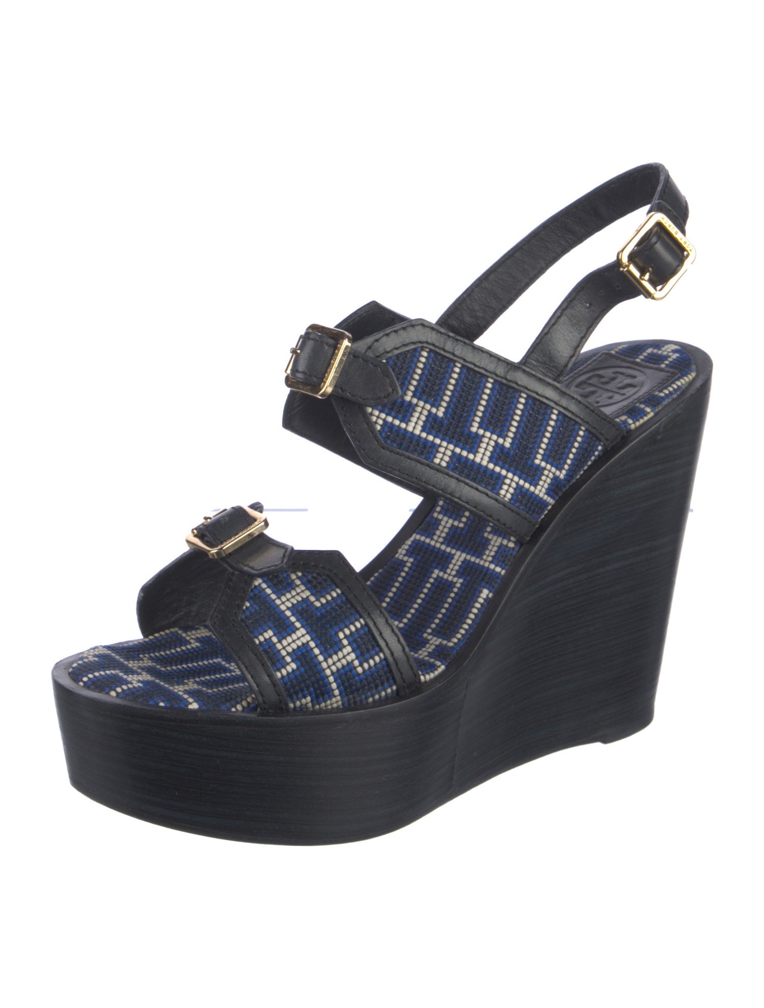 Tory Burch Leather Leather Trim Embellishment Slingback Sandals