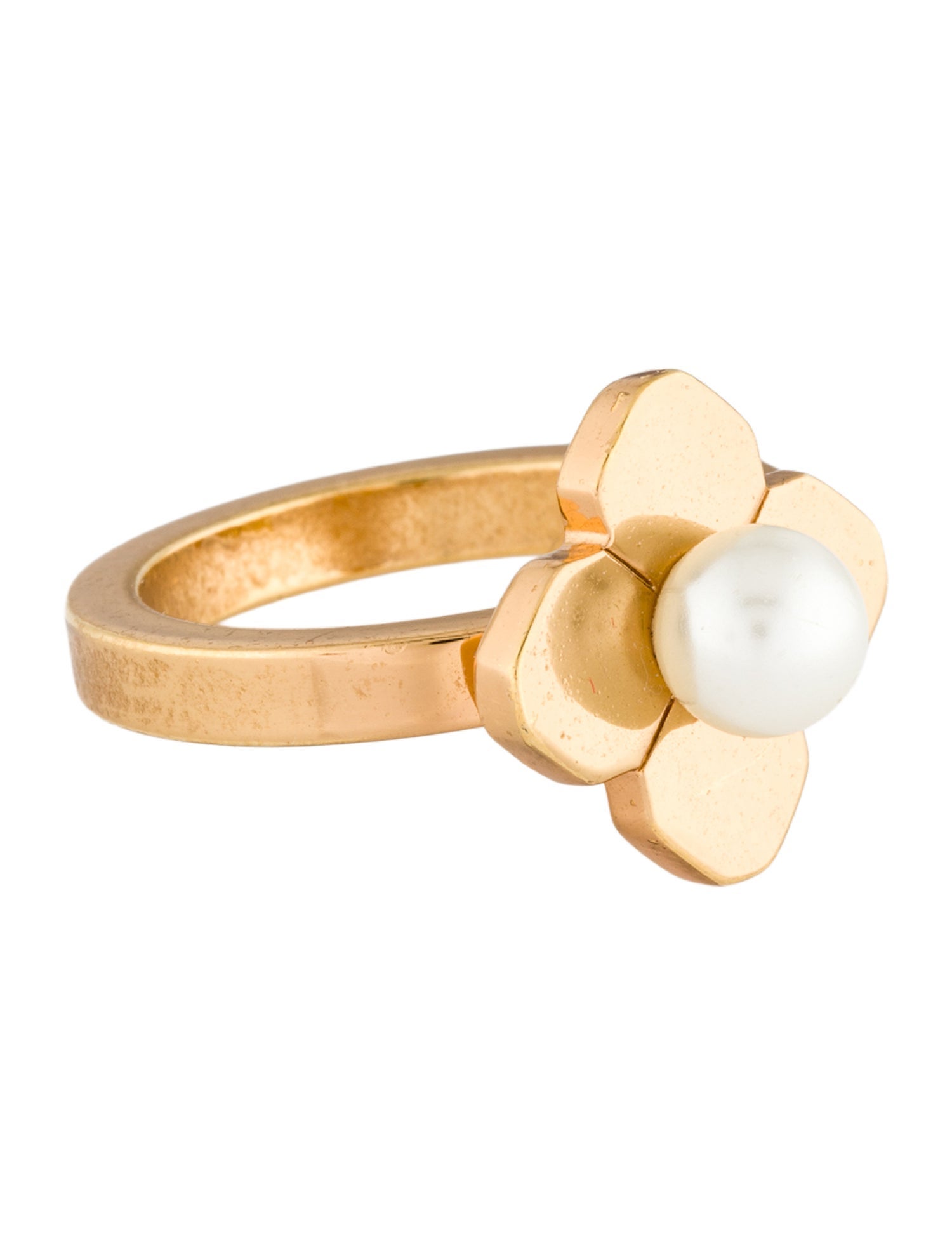 Tory Burch Faux Pearl Flower Cocktail Ring