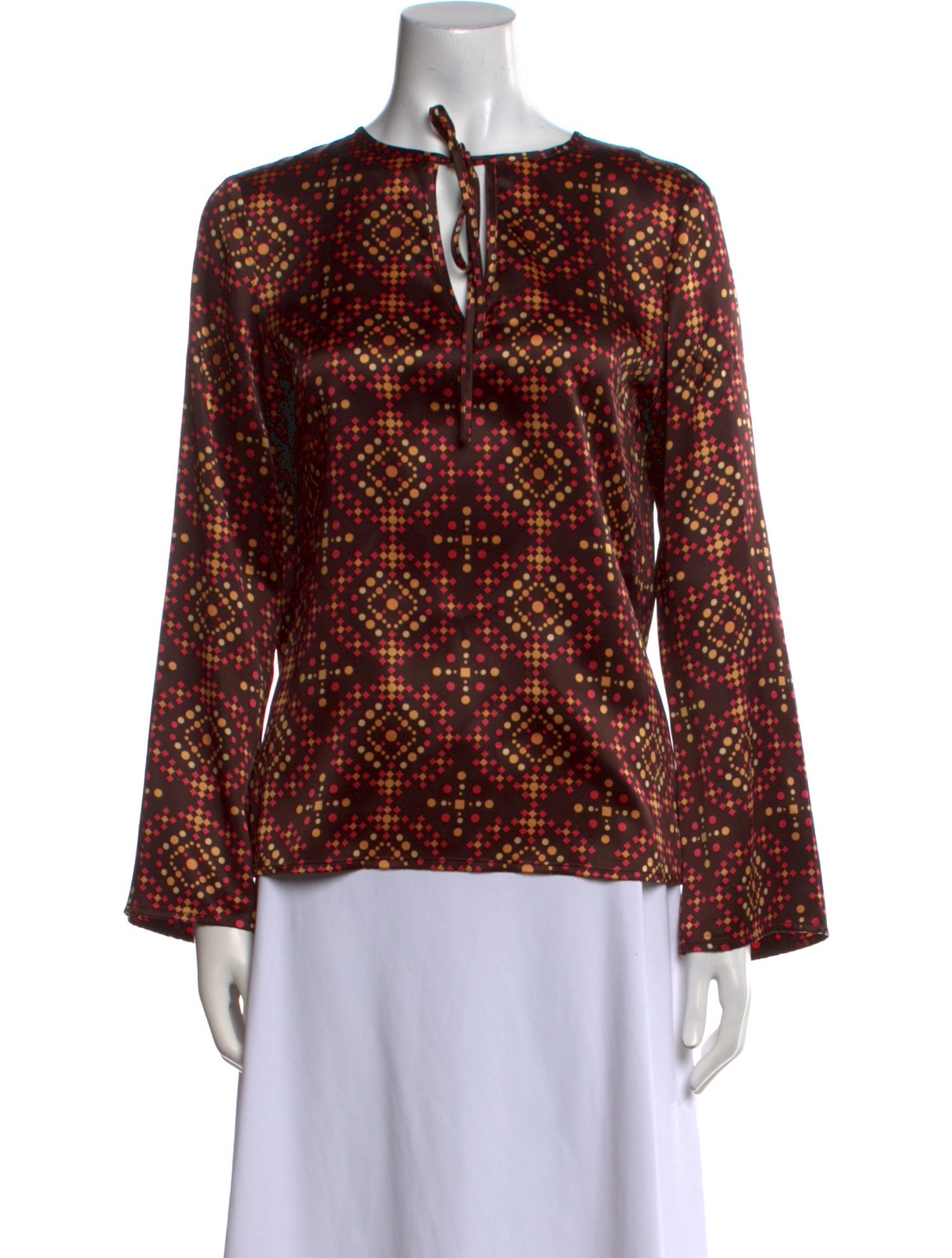 Tory Burch Printed Tie Neck Blouse
