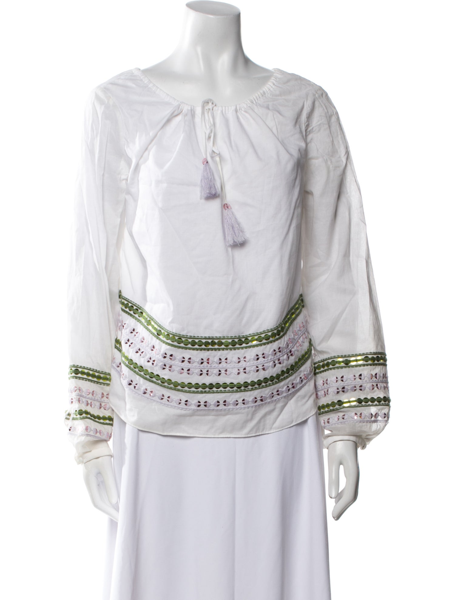 Tory Burch Tie Neck Long Sleeve Blouse