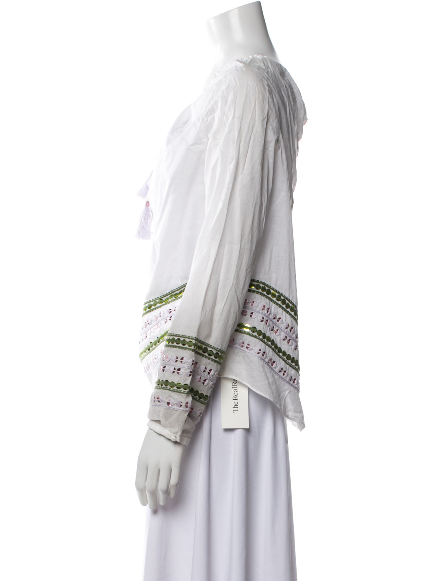 Tory Burch Tie Neck Long Sleeve Blouse