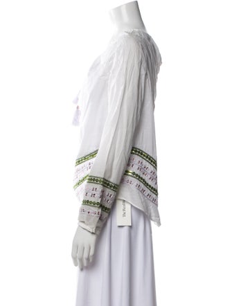 Tory Burch Tie Neck Long Sleeve Blouse