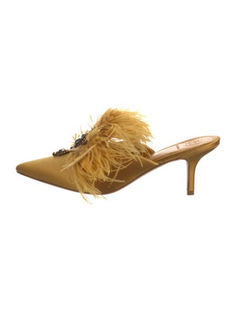 Tory Burch Satin Crystal Embellishments Mules