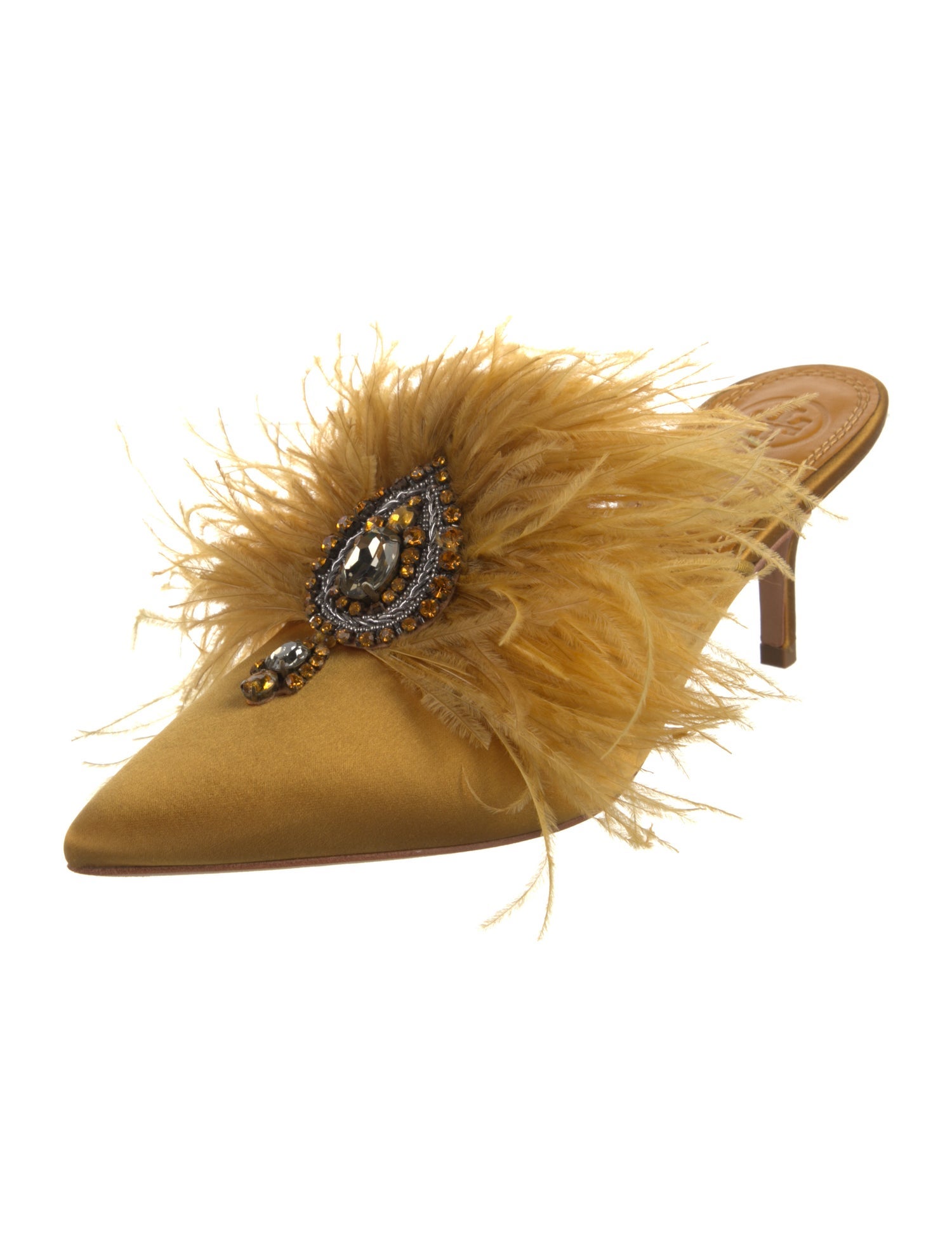 Tory Burch Satin Crystal Embellishments Mules