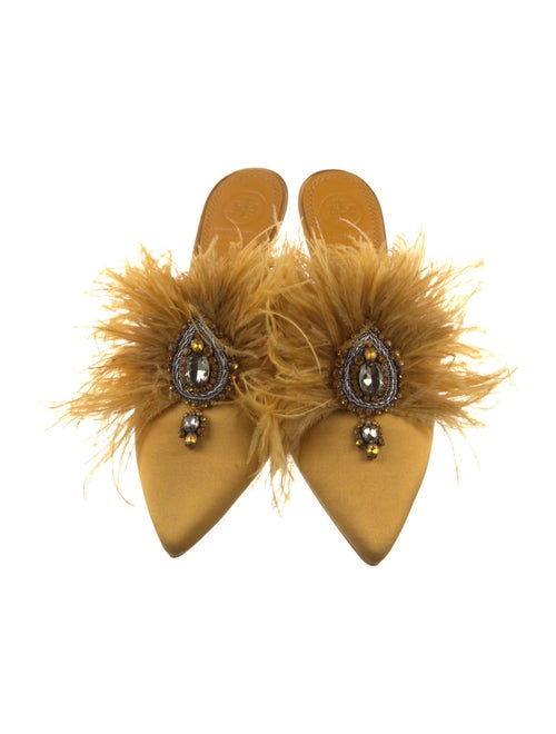 Tory Burch Satin Crystal Embellishments Mules