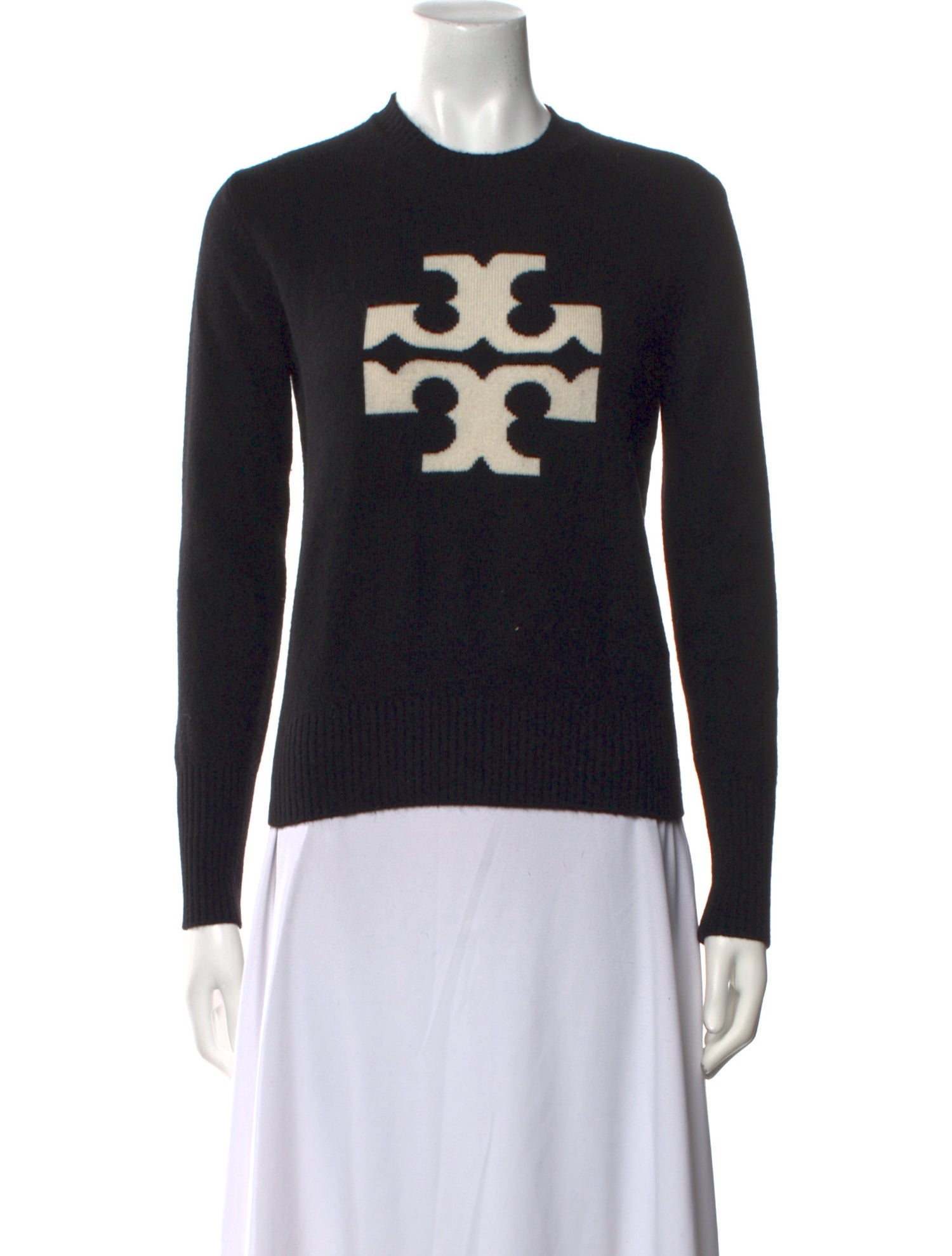 Tory Burch Graphic Print Crew Neck Sweater