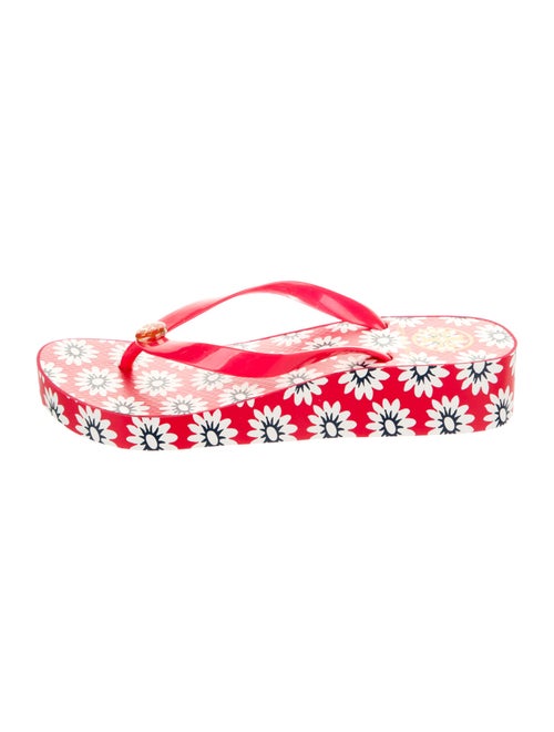 Tory Burch Rubber Floral Print Flip Flops