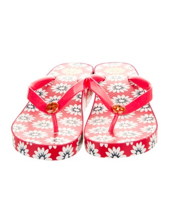 Tory Burch Rubber Floral Print Flip Flops