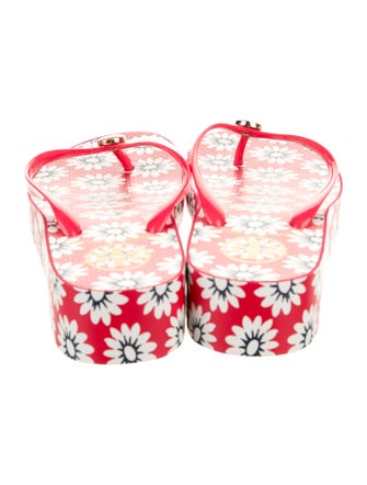 Tory Burch Rubber Floral Print Flip Flops