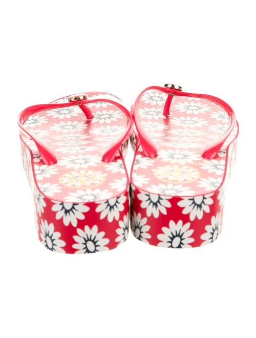 Tory Burch Rubber Floral Print Flip Flops