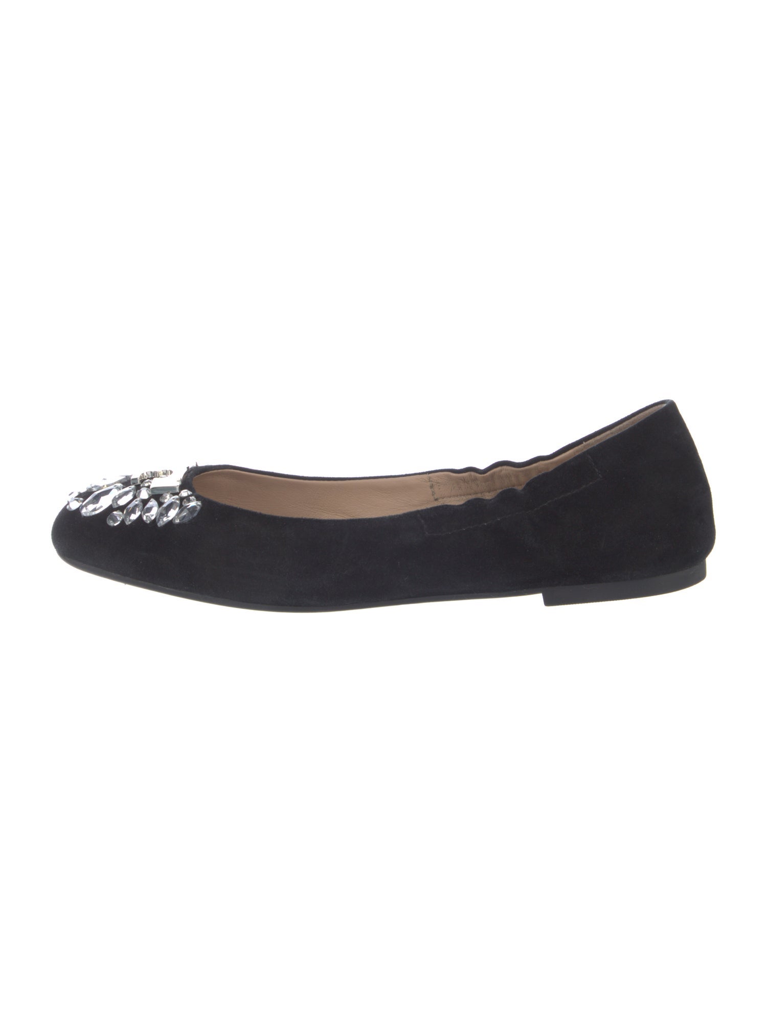 Tory Burch Suede Crystal Embellishments Flats