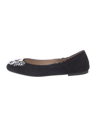 Tory Burch Suede Crystal Embellishments Flats