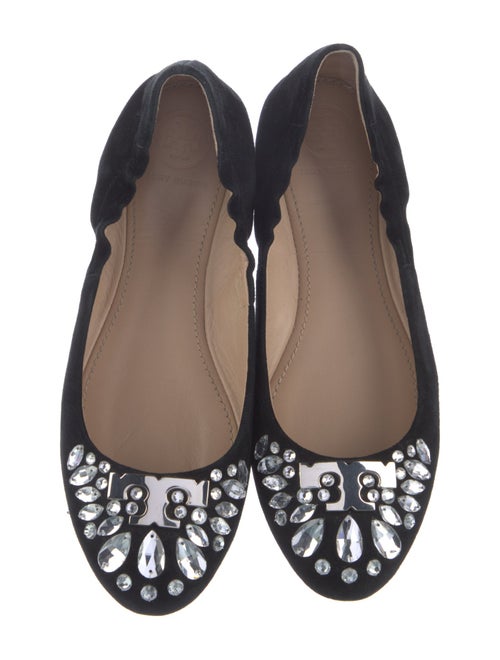 Tory Burch Suede Crystal Embellishments Flats