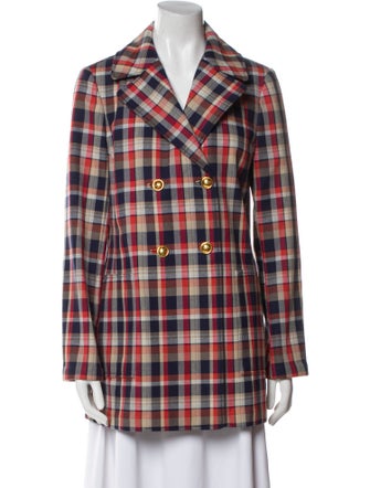 Tory Burch Plaid Print Peacoat