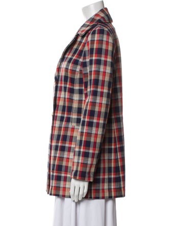 Tory Burch Plaid Print Peacoat