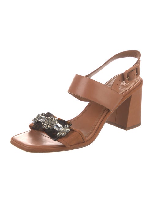 Tory Burch Leather Crystal Embellishments Slingback Sandals
