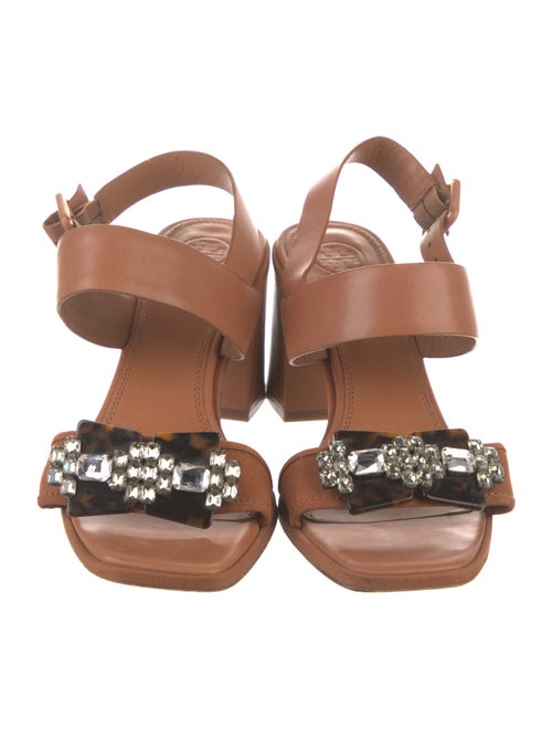 Tory Burch Leather Crystal Embellishments Slingback Sandals