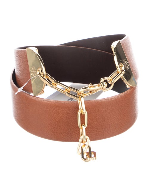 Tory Burch Leather Chain-Link Accents Waist Belt