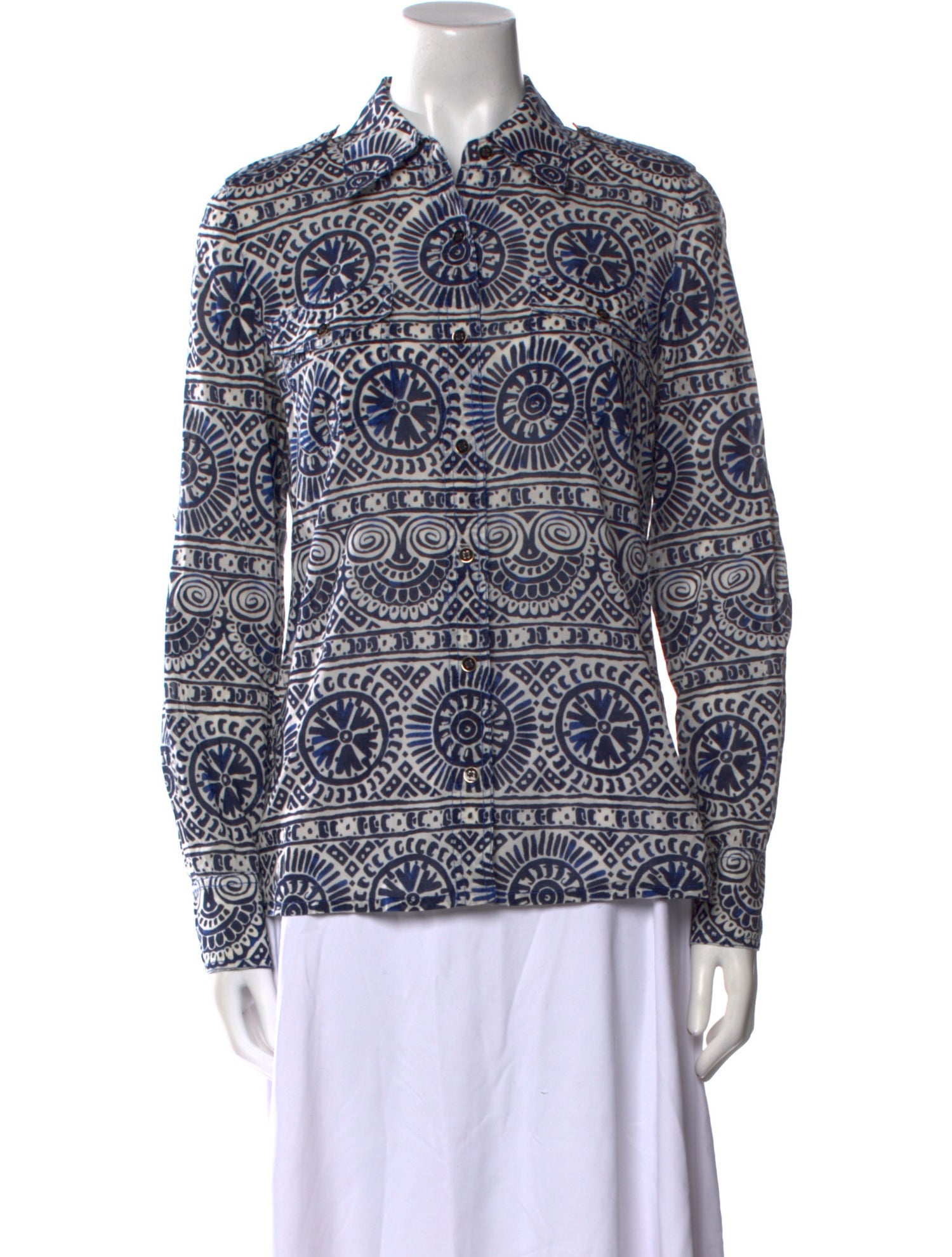 Tory Burch Printed Long Sleeve Blouse