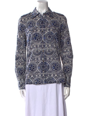 Tory Burch Printed Long Sleeve Blouse