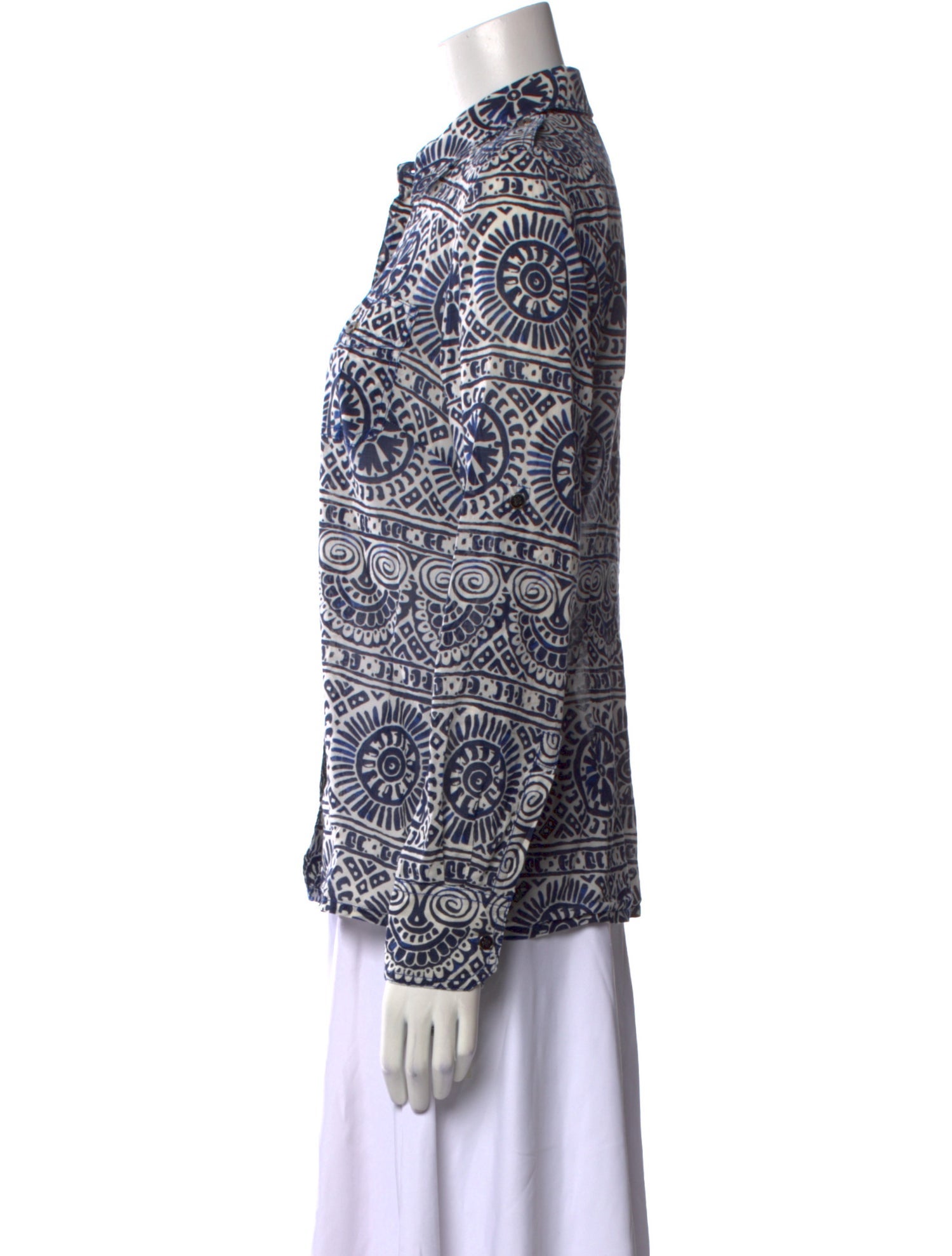 Tory Burch Printed Long Sleeve Blouse