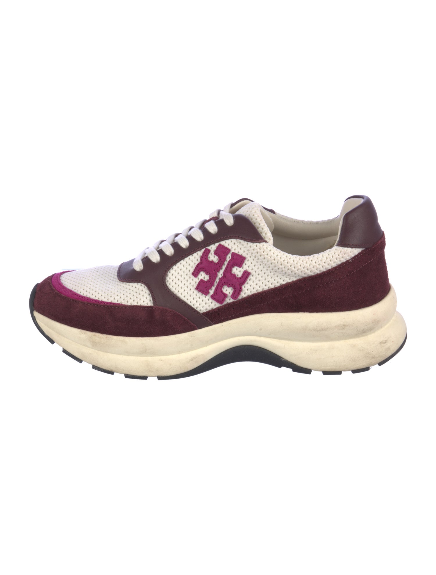 Tory Burch Suede Colorblock Pattern Sneakers