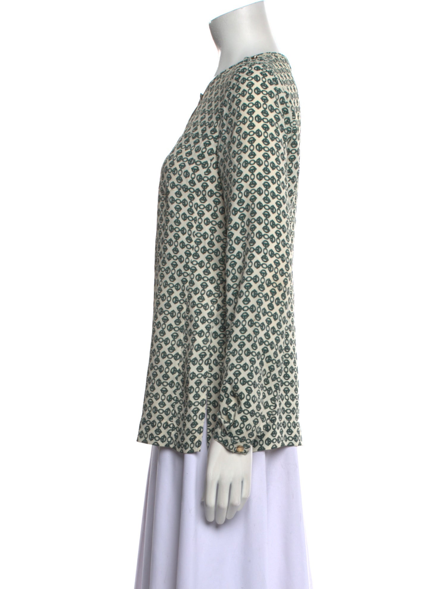 Tory Burch Printed Crew Neck Blouse