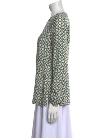 Tory Burch Printed Crew Neck Blouse