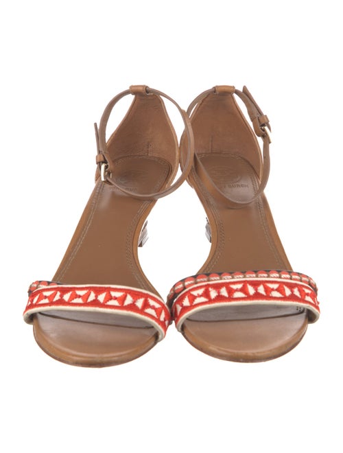 Tory Burch Leather Embroidered Accent Sandals