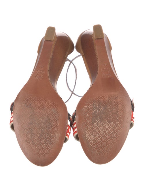 Tory Burch Leather Embroidered Accent Sandals