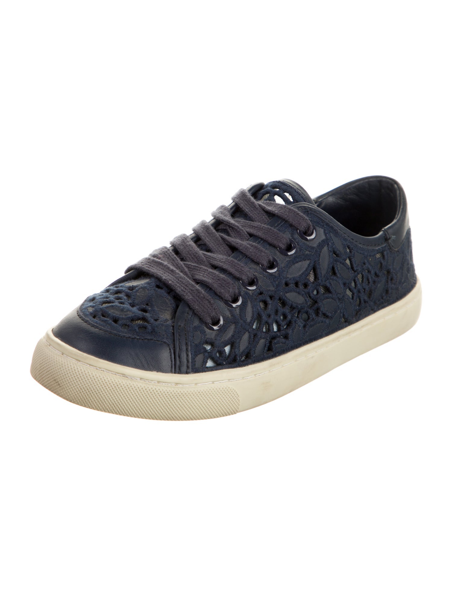 Tory Burch Lace Pattern Embroidered Accent Sneakers