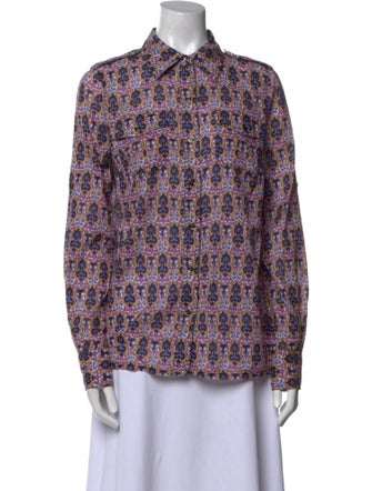 Tory Burch Printed Long Sleeve Blouse
