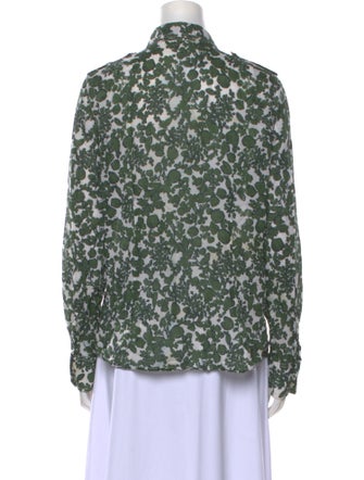 Tory Burch Floral Print Long Sleeve Button-Up Top