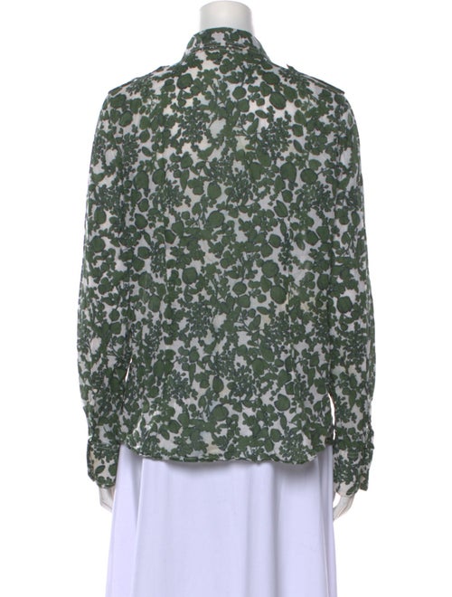 Tory Burch Floral Print Long Sleeve Button-Up Top