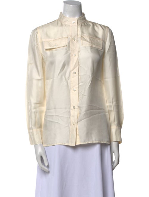 Tory Burch Silk Mock Neck Button-Up Top