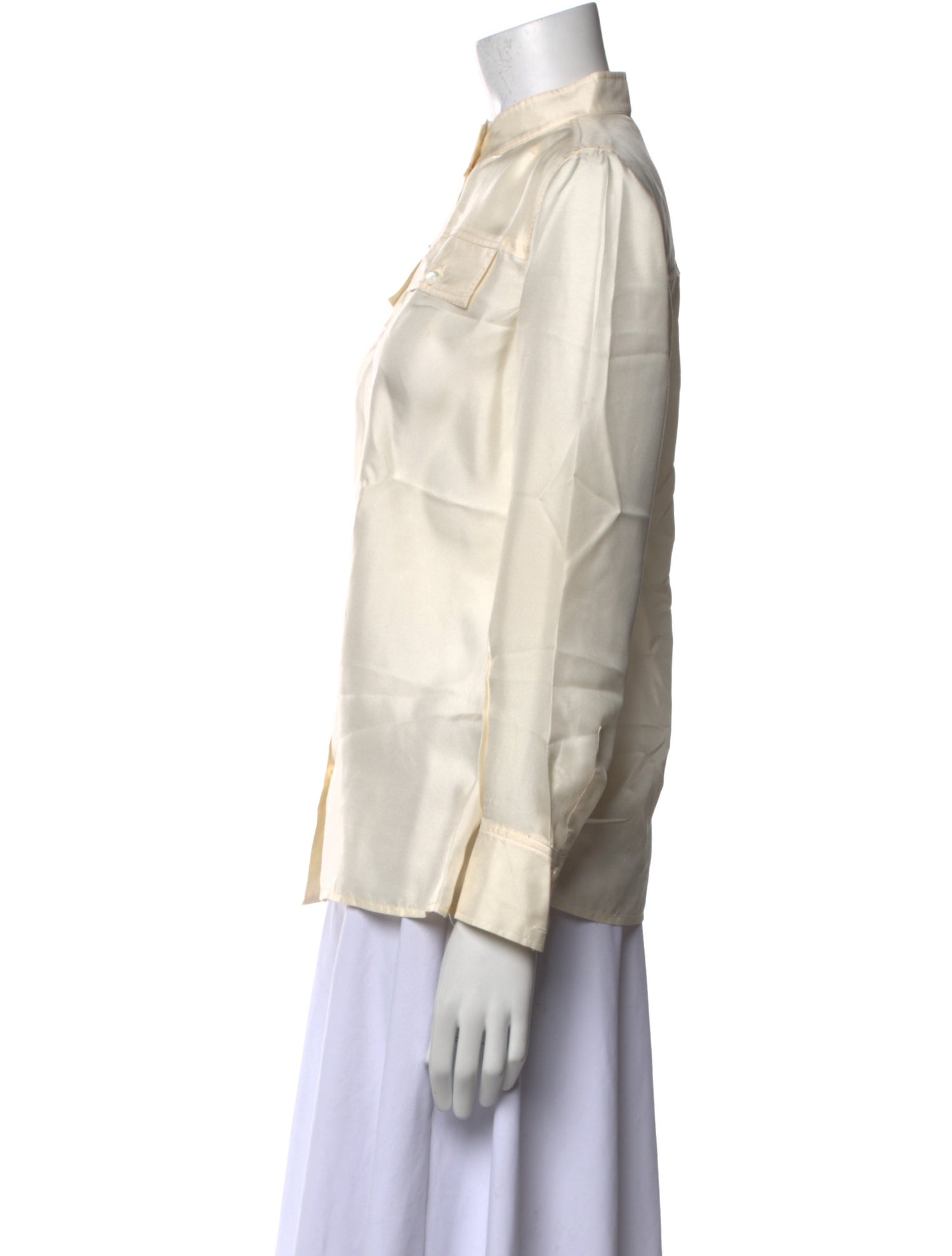 Tory Burch Silk Mock Neck Button-Up Top