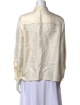 Tory Burch Silk Mock Neck Button-Up Top
