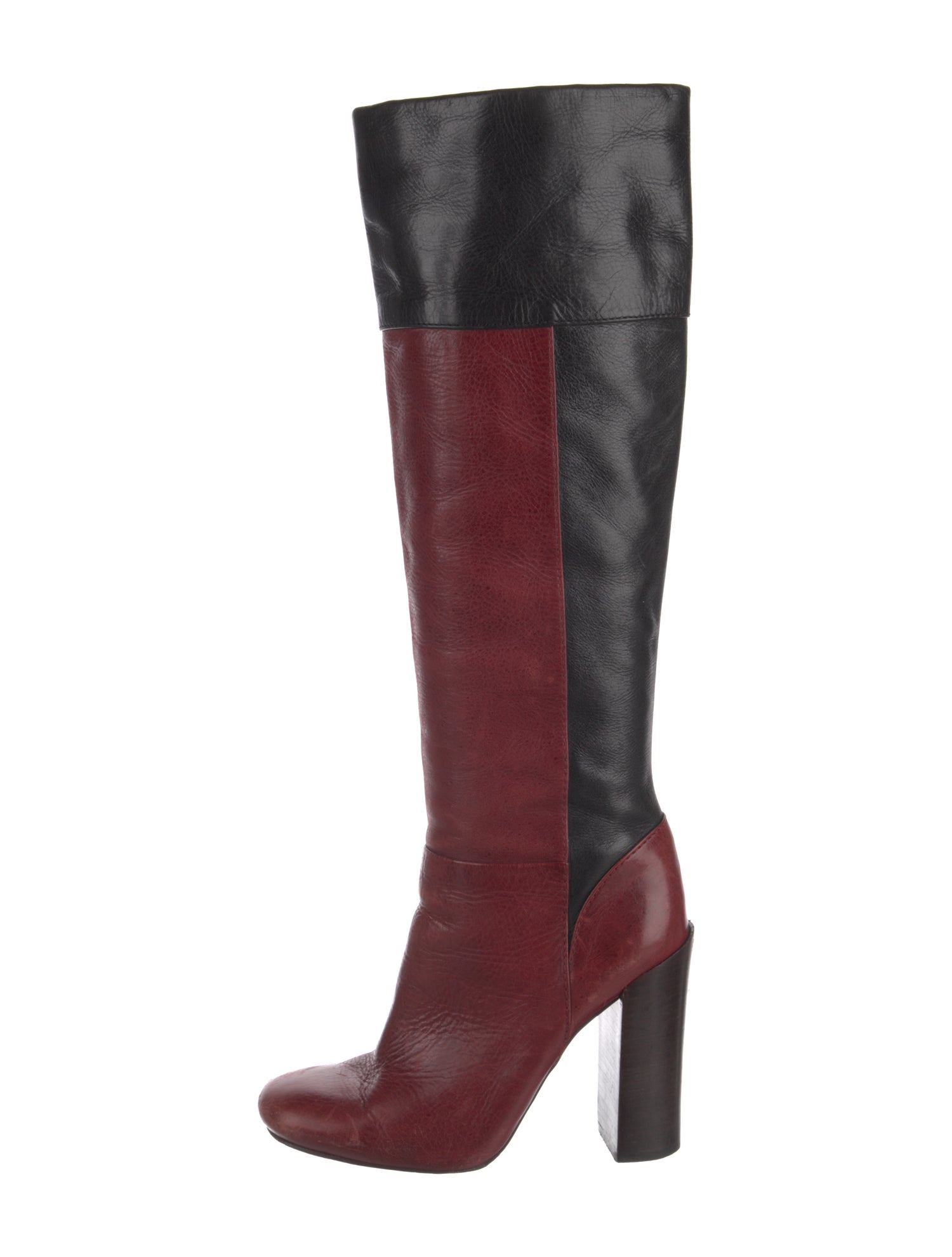 Tory Burch Leather Colorblock Pattern Boots