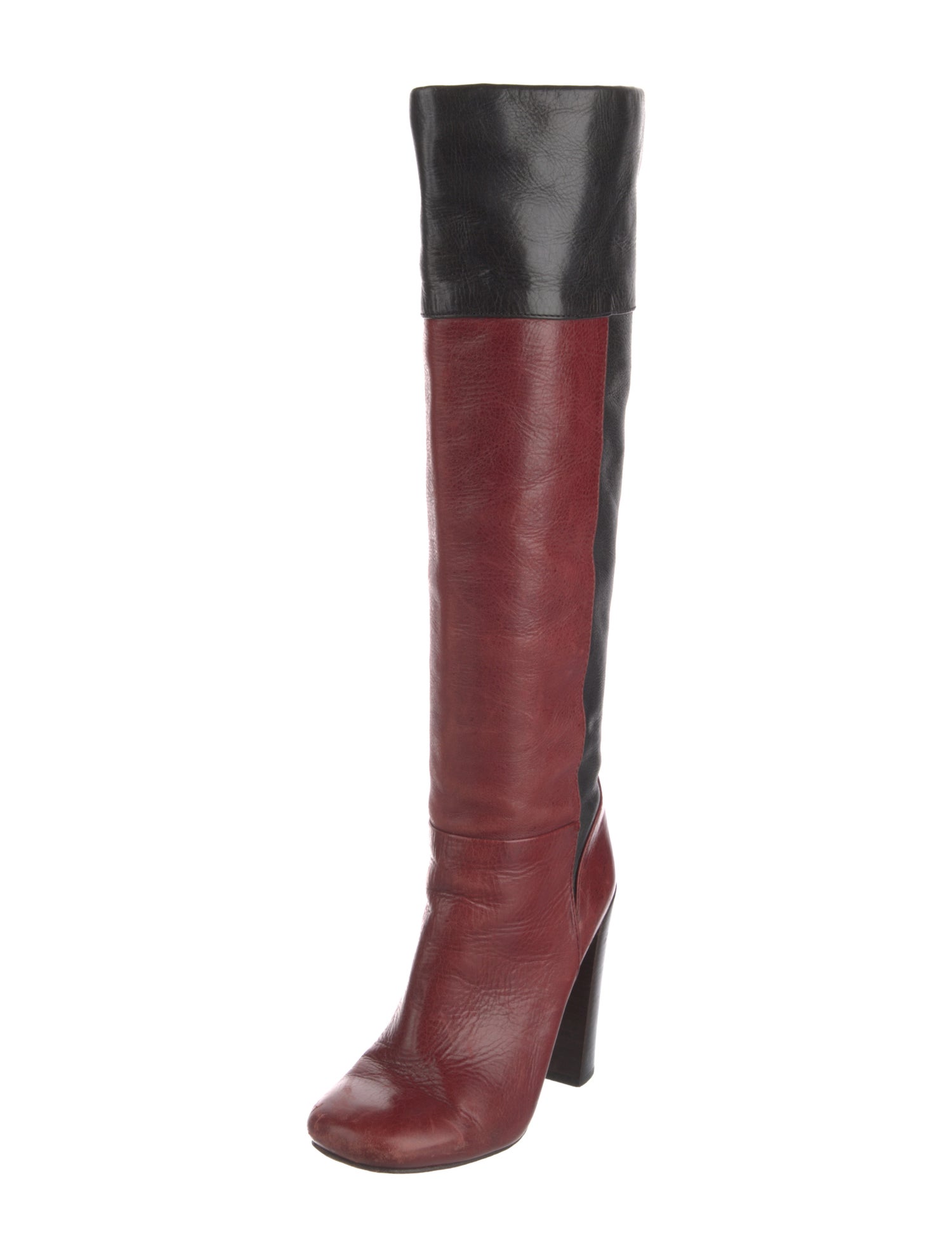 Tory Burch Leather Colorblock Pattern Boots