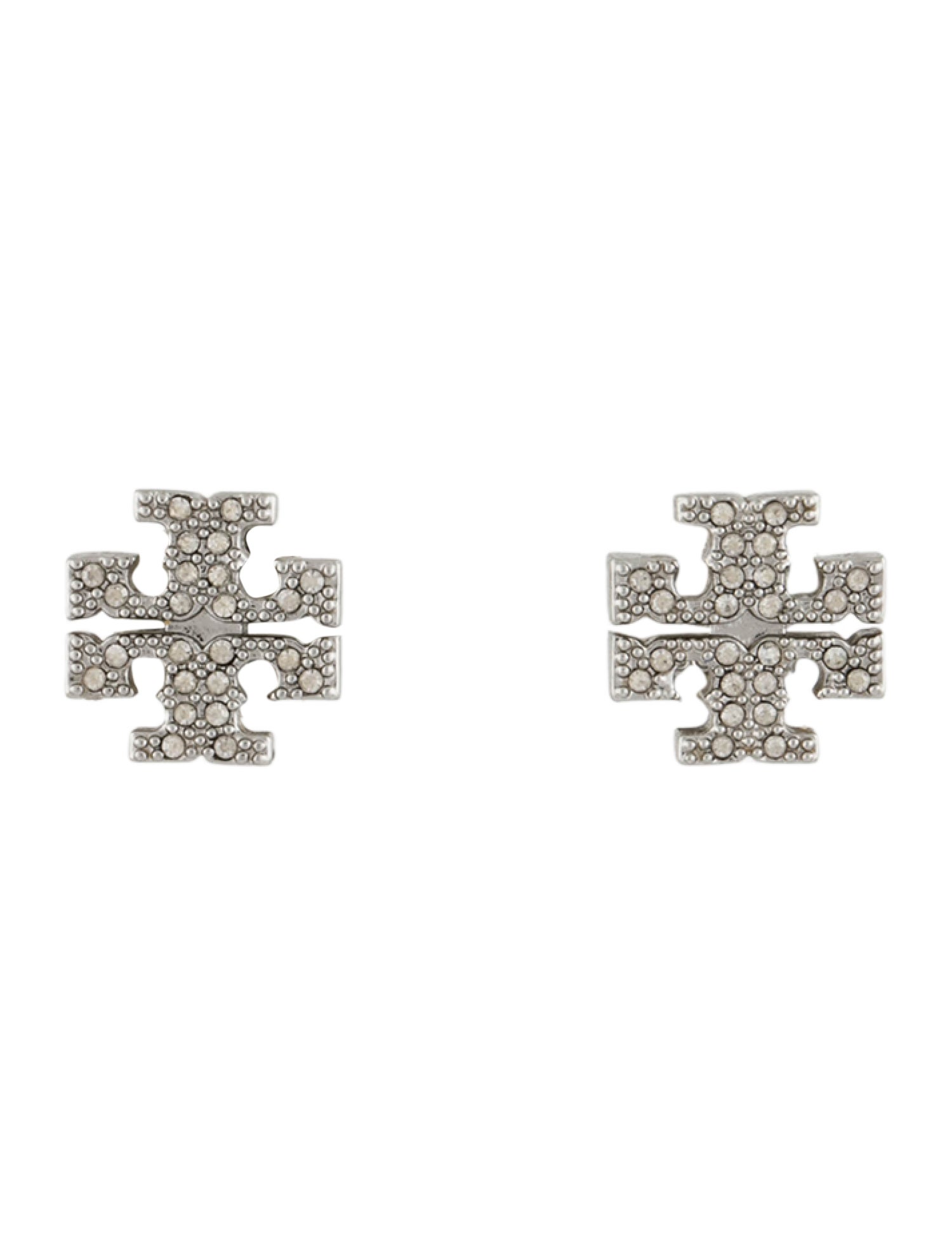 Tory Burch Crystal Logo Stud Earrings
