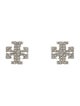 Tory Burch Crystal Logo Stud Earrings